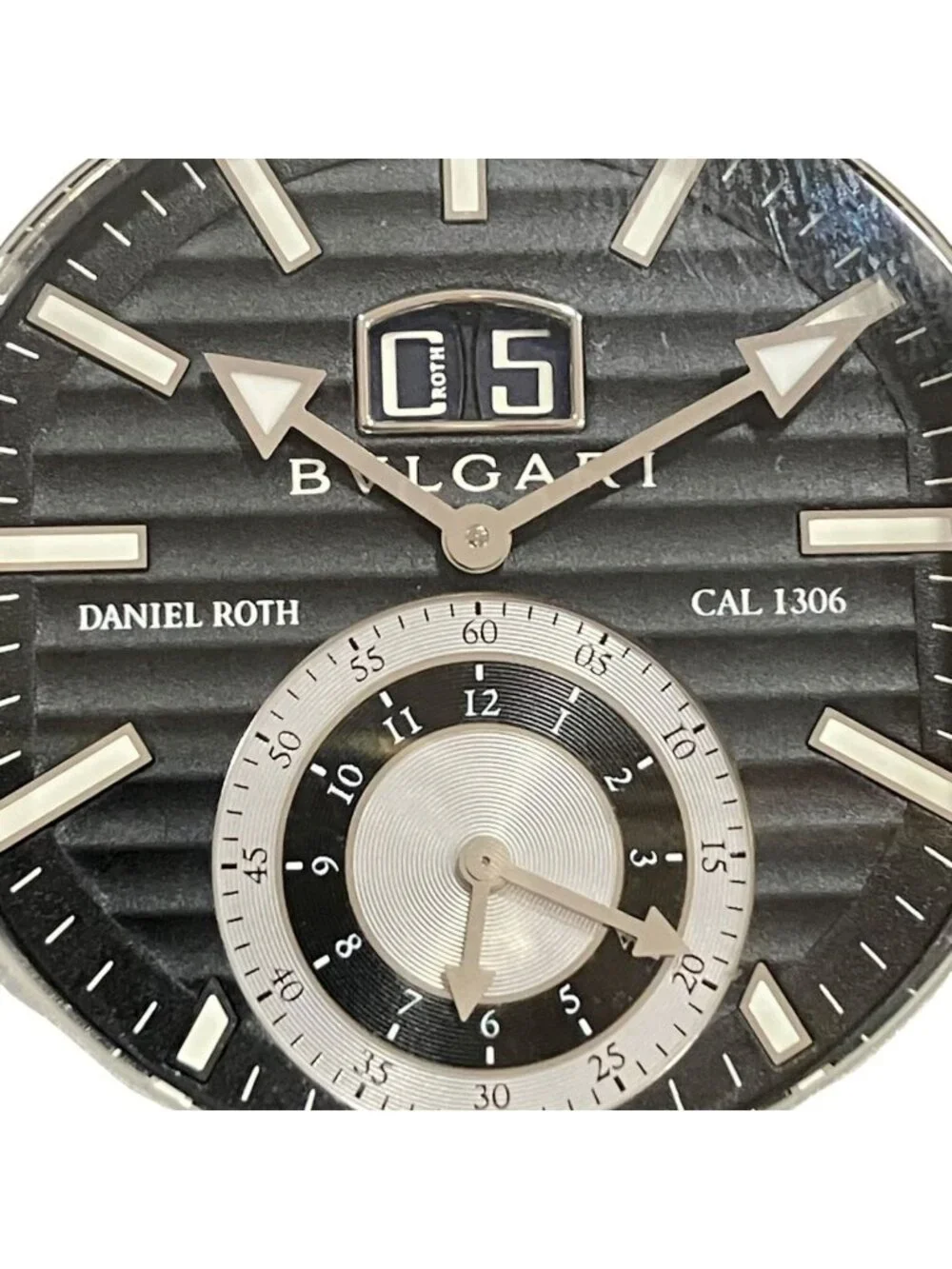 Bvlgari Daniel Roth Chrono Sprint Watch SS Leather Quartz Black Dial